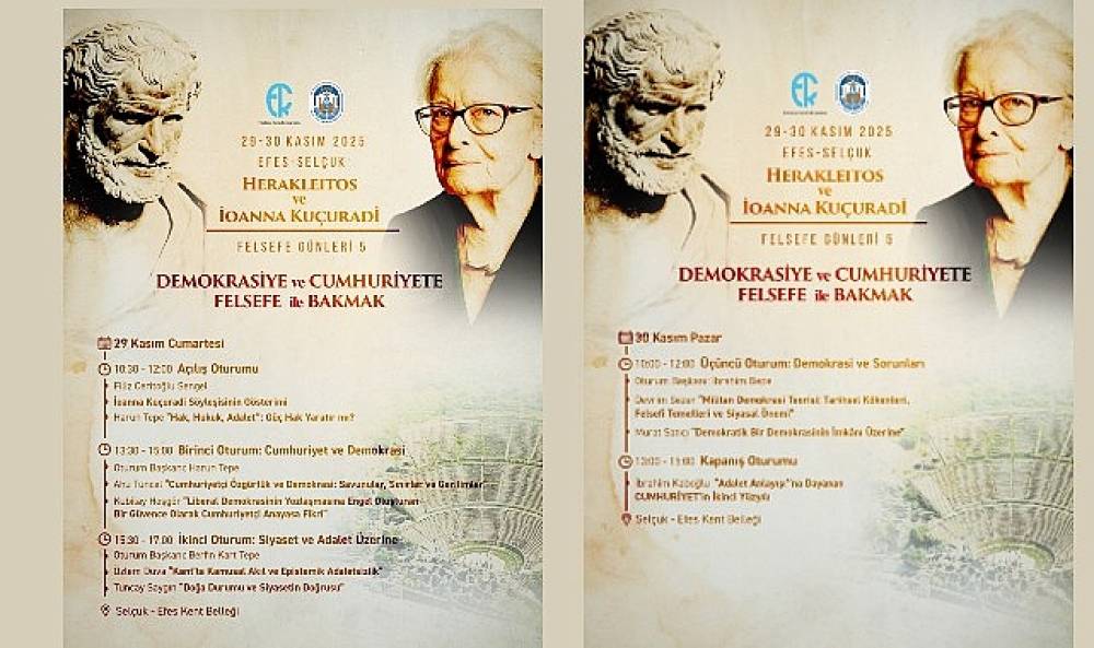 Herakleitos ve İoanna Kuçuradi Felsefe Günleri 29–30 Kasım'da Efes Selçuk'ta 